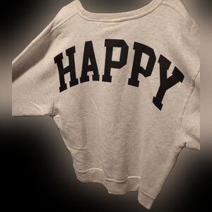 40-Pacifica & Co HAPPY on back sweatshirt oatmeal heather